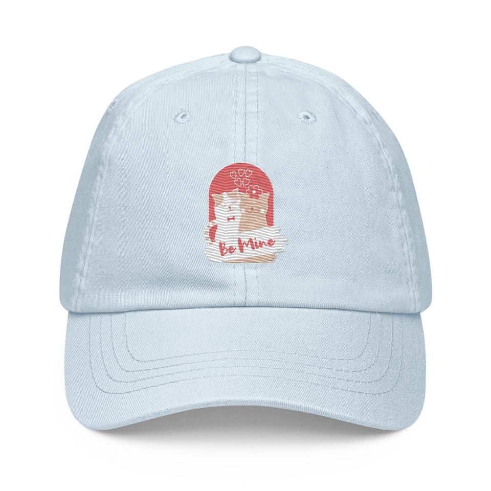Be Mine - Cute Cat Couple Pastel Baseball Hat