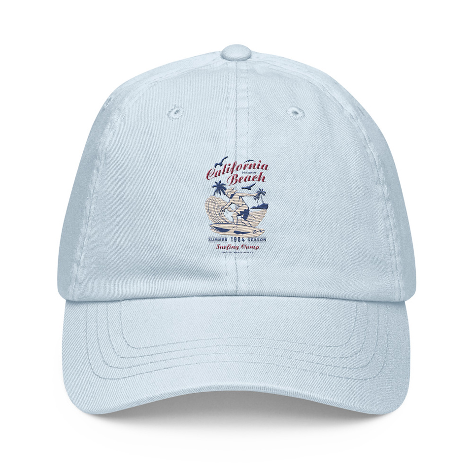 California Beach Surfing Pastel Baseball Hat
