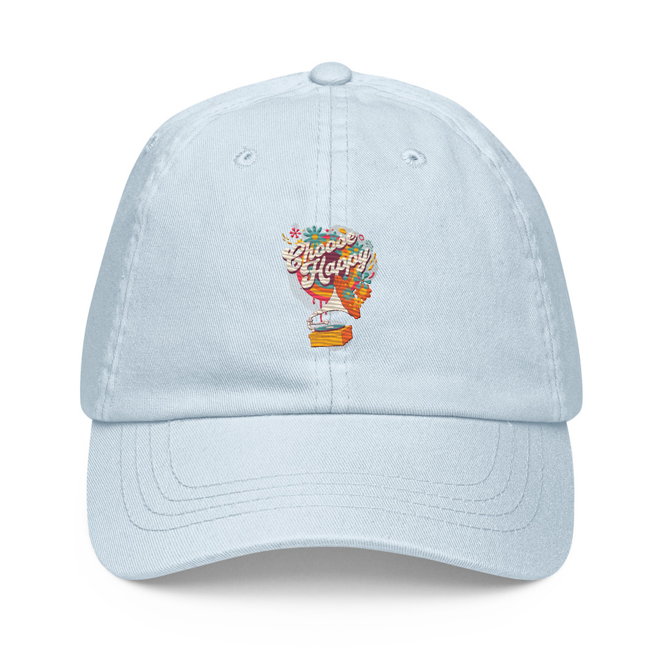Choose Happy - Retro Music Pastel Baseball Hat
