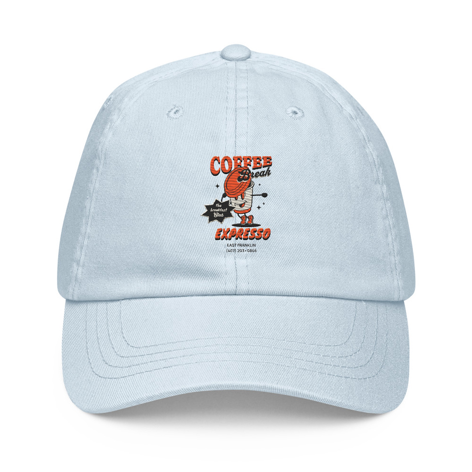 Coffee Break Cartoon Retro 90s  Pastel Baseball Hat