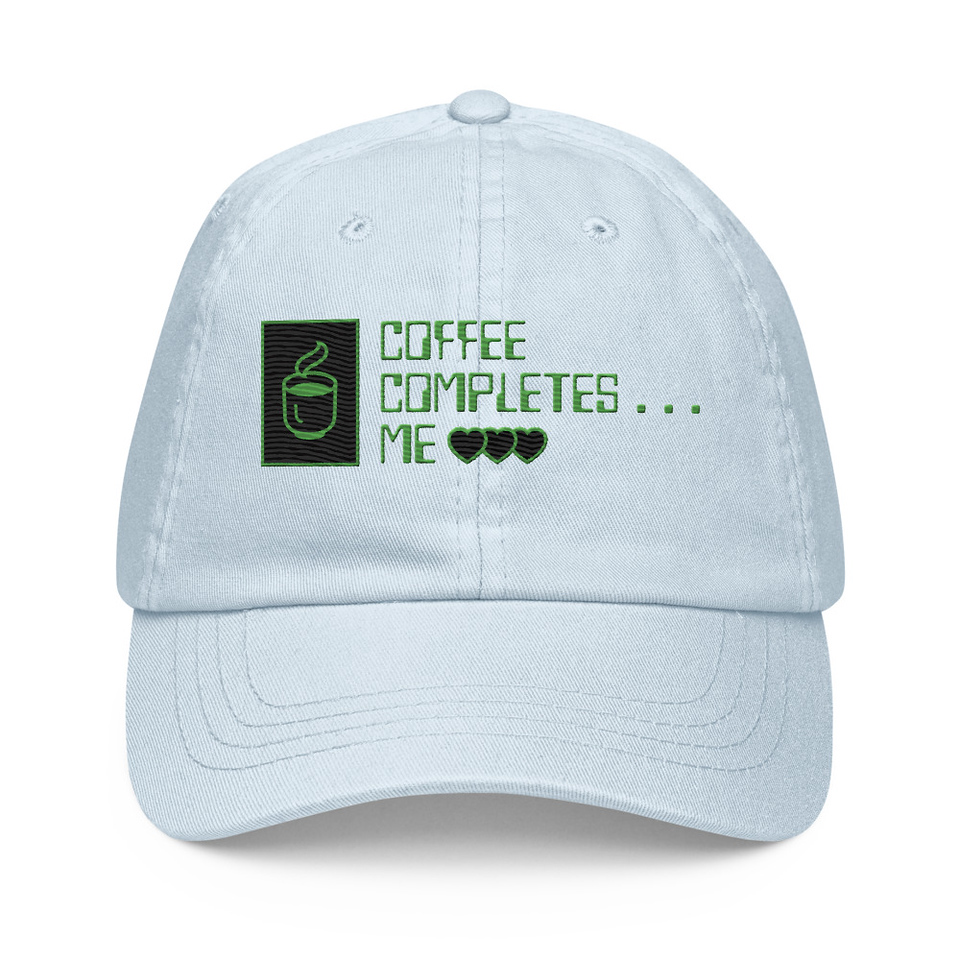 Coffee Completes Me - Neon Heart Pastel Baseball Hat