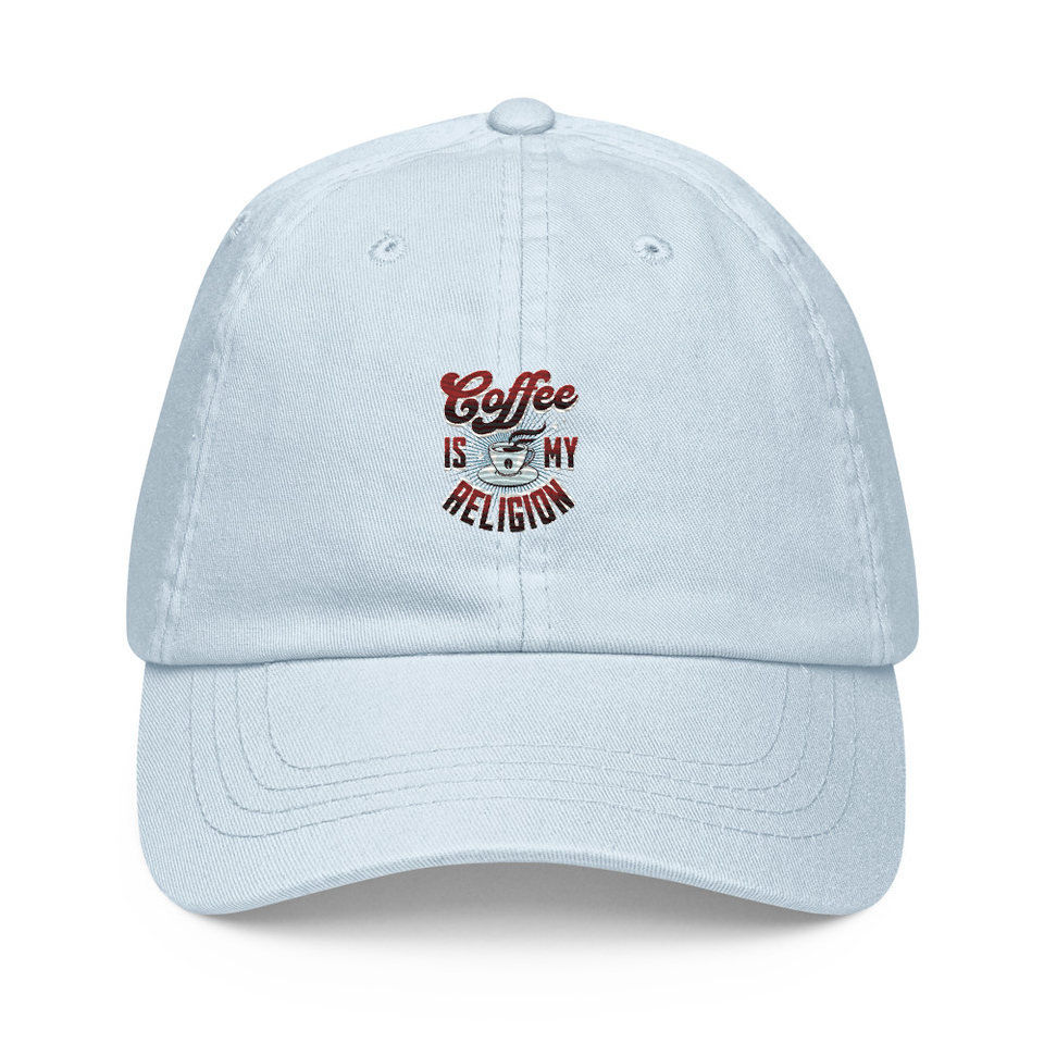 Coffee is my Religion - Funny Pastel Baseball Hat