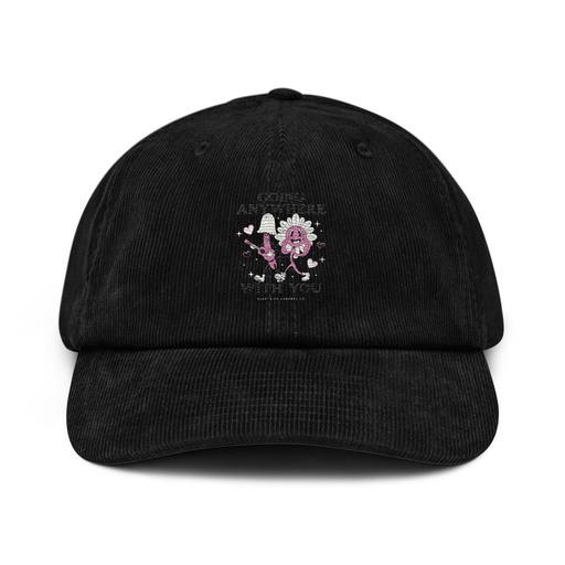 [ID: 532-G93] Anywhere With You - Typographic Cartoon Streetwear Corduroy Hat