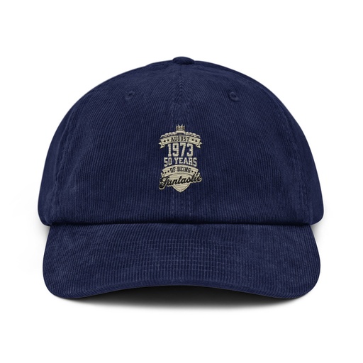 [ID: 532-G114] August 1973 - 50 Years Of Being Fantastic Corduroy Hat