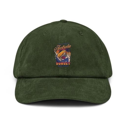 [ID: 532-G180] Bells Beach Australia Sunset Surfing Corduroy Hat