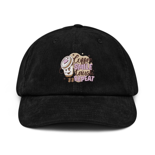 [ID: 532-G402] Coffee is Happiness - Retro Cartoon Mascot Corduroy Hat