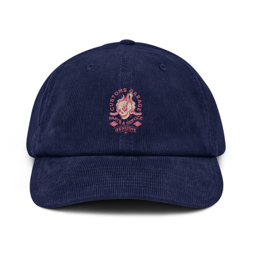 [ID: 532-G447] Customs Garage - Flaming Skull Corduroy Hat