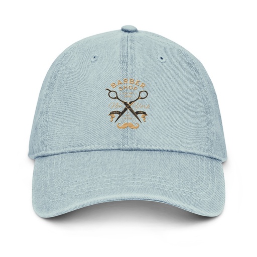 [ID: 463-G139] Barber Shop Cuts & Shaves - Scissor Denim Hat