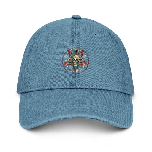[ID: 463-G181] Belzebeast Pentagram - Halloween Skull with Snake Denim Hat