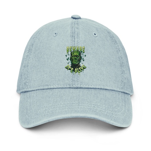 [ID: 463-G197] Beware of Frankenstein - Scary Halloween Denim Hat