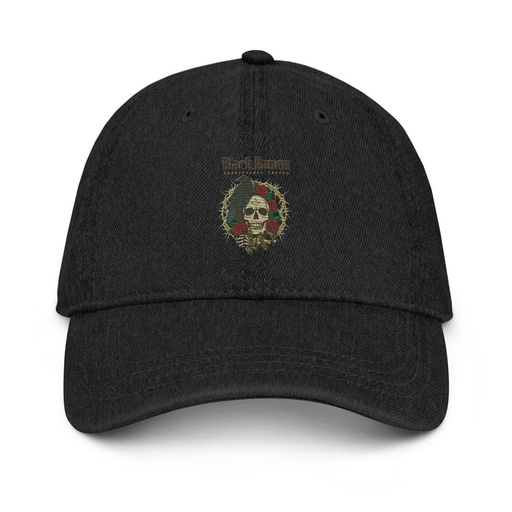[ID: 463-G229] Black Raven Tattoo - Skull & Thorns Denim Hat