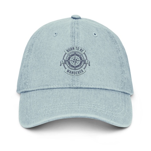 [ID: 463-G261] Born to be Wanderer - Compass Denim Hat