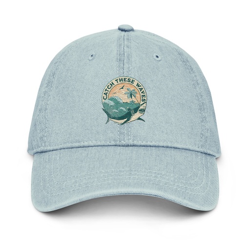 [ID: 463-G345] Catch These Waves Shark  Denim Hat