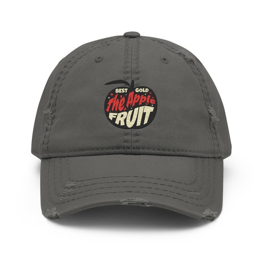 [ID: 396-G97] Apple Fruit - Typographic Lettering Distressed Dad Hat