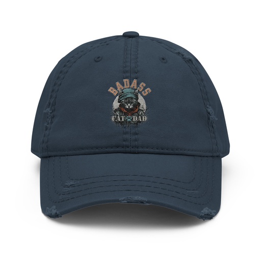[ID: 396-G129] BADASS CAT DAT Distressed Dad Hat