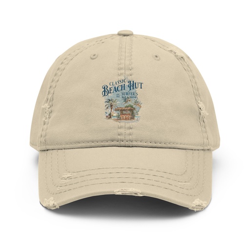 [ID: 396-G166] Beach Hut Distressed Dad Hat
