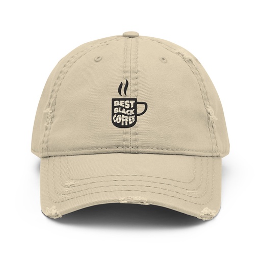 [ID: 396-G185] Best Black Coffee - Hot Cup Distressed Dad Hat