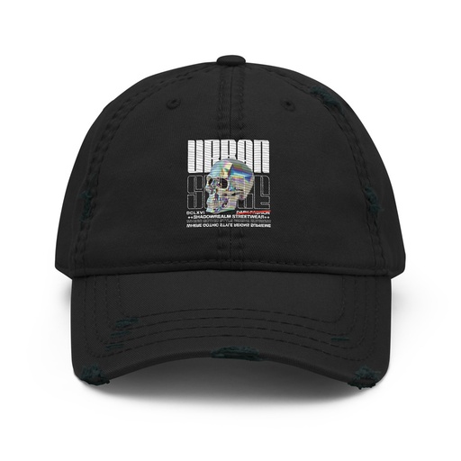[ID: 396-G213] Black 3D Skull Distressed Dad Hat