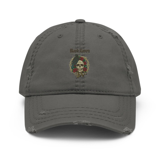 [ID: 396-G229] Black Raven Tattoo - Skull & Thorns Distressed Dad Hat