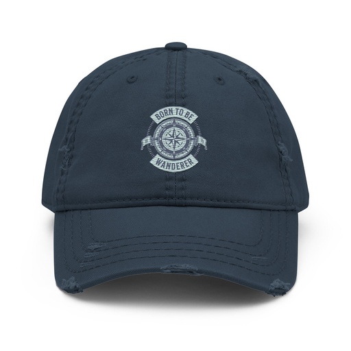 [ID: 396-G261] Born to be Wanderer - Compass Distressed Dad Hat