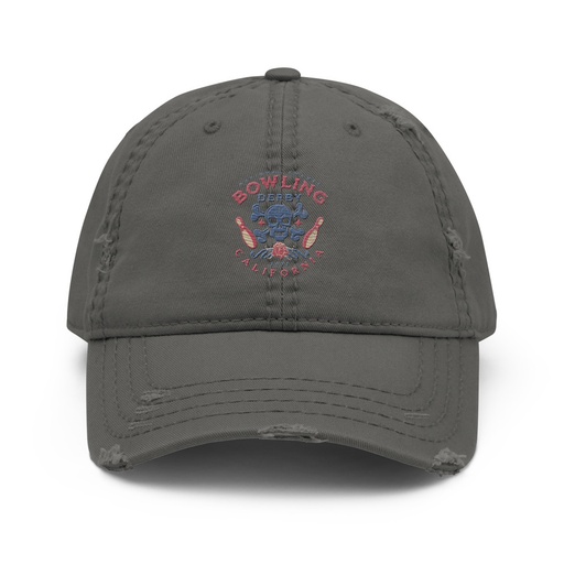 [ID: 396-G276] Bowling Derby Champs - Grunge Skull Distressed Dad Hat