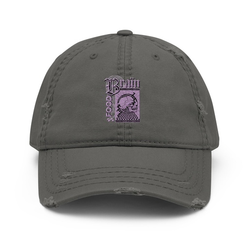 [ID: 396-G280] Brain Food - Y2K Skull Streetwear Distressed Dad Hat