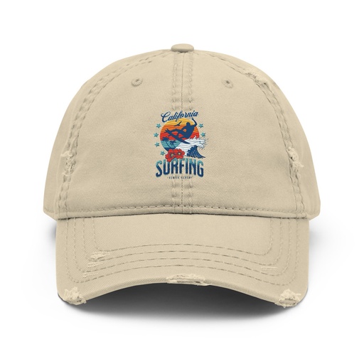 [ID: 396-G318] California Surfing - Palm Beach Distressed Dad Hat
