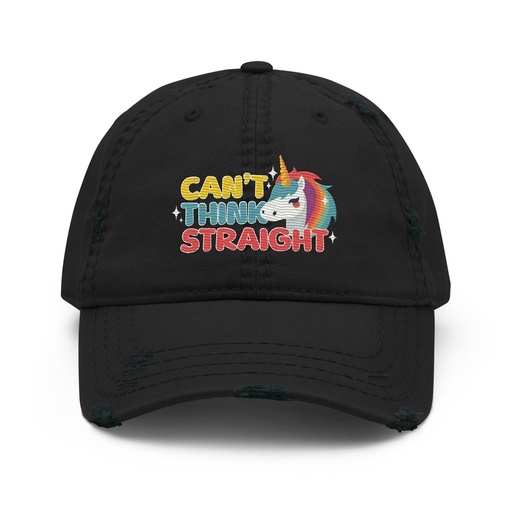 [ID: 396-G328] Can't Think Straight (2) Distressed Dad Hat