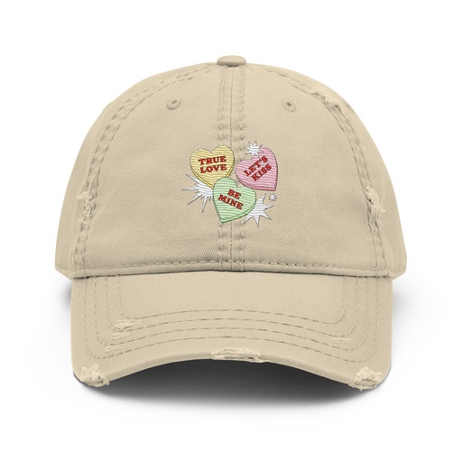 [ID: 396-G331] Candy Hearts - Valentine's Day Distressed Dad Hat