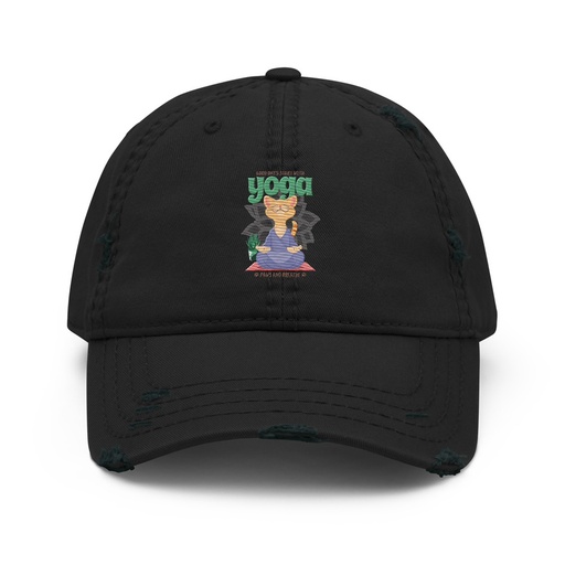 [ID: 396-G339] Cat Yoga - Cute Meditation Distressed Dad Hat