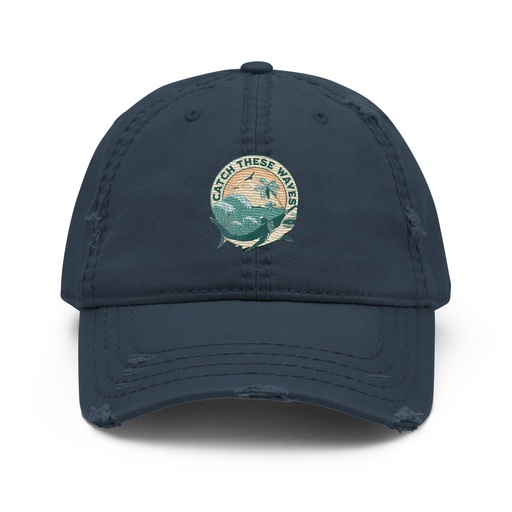 [ID: 396-G345] Catch These Waves Shark  Distressed Dad Hat