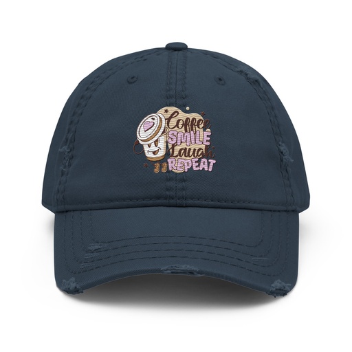[ID: 396-G402] Coffee is Happiness - Retro Cartoon Mascot Distressed Dad Hat