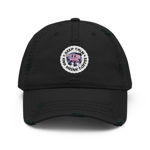 [ID: 396-G409] Colorful Fun Retro Style Coffee Quote Distressed Dad Hat
