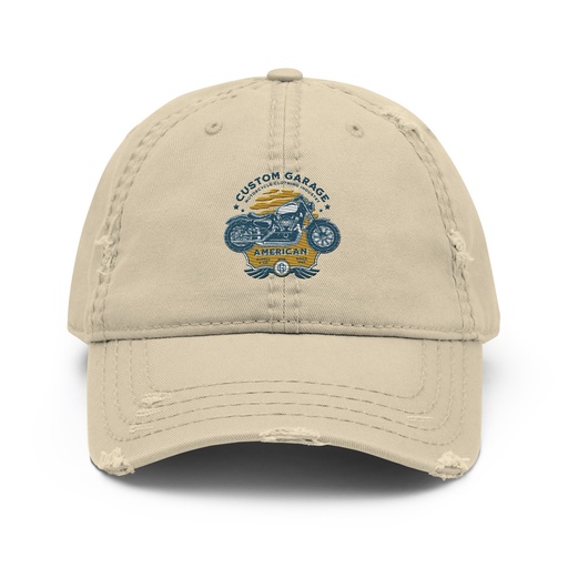 [ID: 396-G443] Custom Garage - Motorcycle Distressed Dad Hat