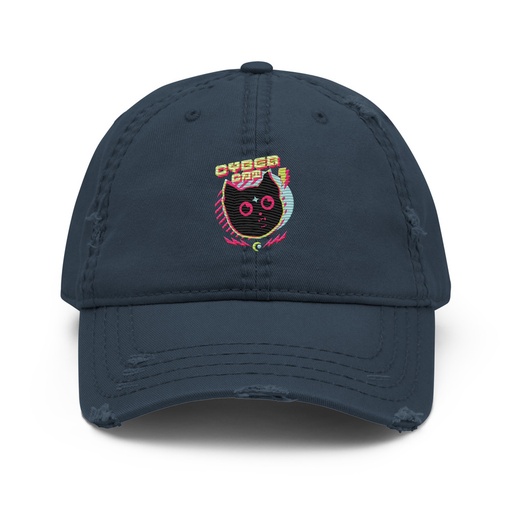 [ID: 396-G456] Cyber Cat - Neon Color Distressed Dad Hat