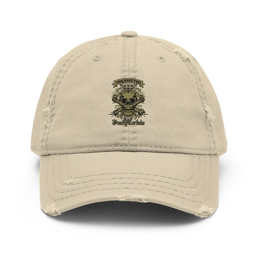 [ID: 396-G477] Death Certain and Unexpected Distressed Dad Hat