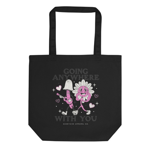 [ID: 367-G93] Anywhere With You - Typographic Cartoon Streetwear Eco Tote Bag