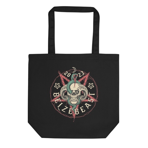 [ID: 367-G181] Belzebeast Pentagram - Halloween Skull with Snake Eco Tote Bag