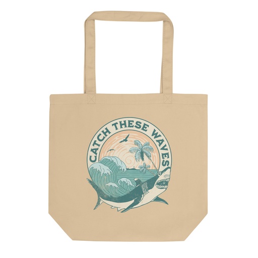 [ID: 367-G345] Catch These Waves Shark  Eco Tote Bag