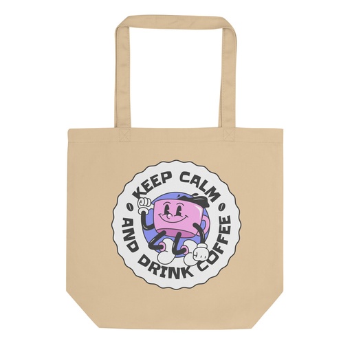 [ID: 367-G409] Colorful Fun Retro Style Coffee Quote Eco Tote Bag