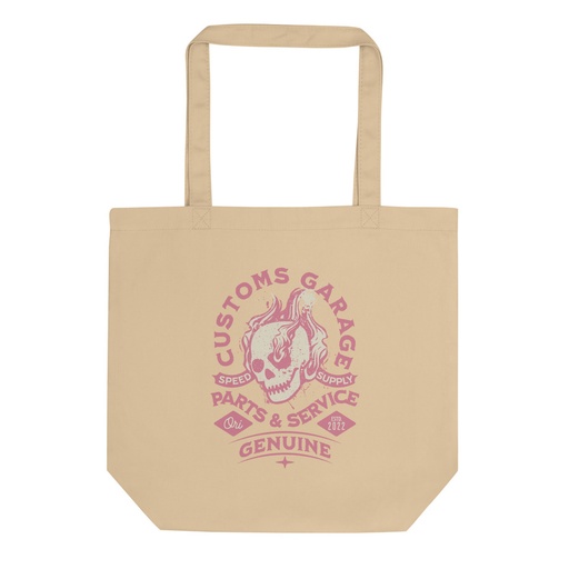 [ID: 367-G447] Customs Garage - Flaming Skull Eco Tote Bag