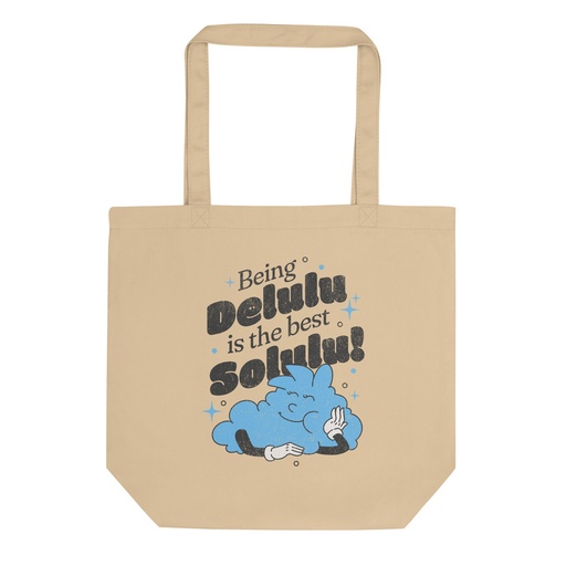 [ID: 367-G485] Delulu is the Solulu! - Typographic Cartoon Streetwear Eco Tote Bag