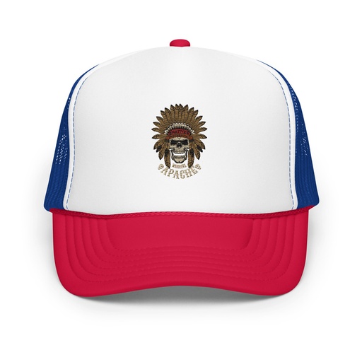 [ID: 627-G94] Apache Warriors - Indian Skull Foam Trucker Hat