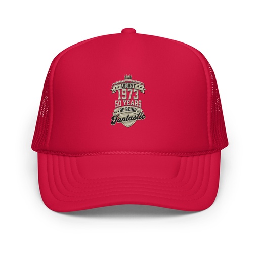 [ID: 627-G114] August 1973 - 50 Years Of Being Fantastic Foam Trucker Hat