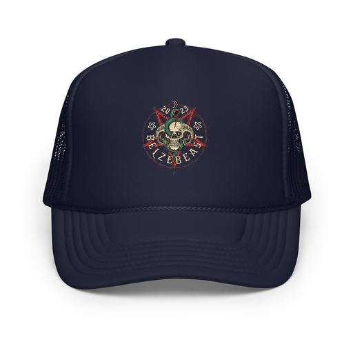 [ID: 627-G181] Belzebeast Pentagram - Halloween Skull with Snake Foam Trucker Hat