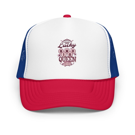 [ID: 627-G209] Bingo Queen - Retro Crown Foam Trucker Hat