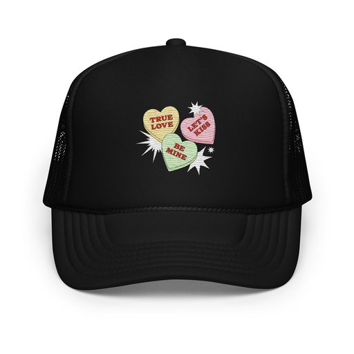 [ID: 627-G331] Candy Hearts - Valentine's Day Foam Trucker Hat