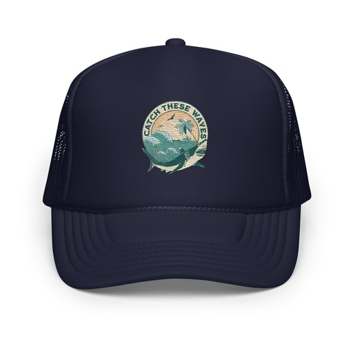 [ID: 627-G345] Catch These Waves Shark  Foam Trucker Hat