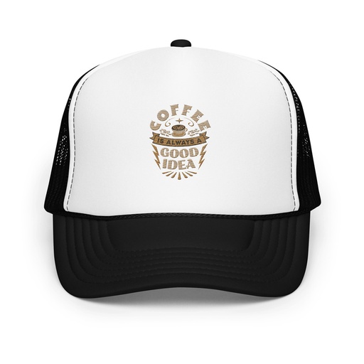 [ID: 627-G401] Coffee is always a good idea - Lightning Bolt Foam Trucker Hat