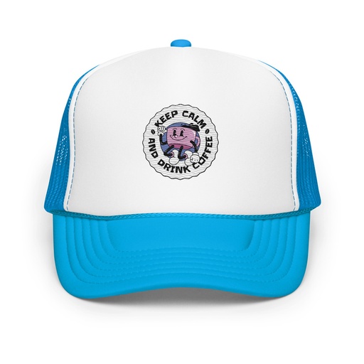 [ID: 627-G409] Colorful Fun Retro Style Coffee Quote Foam Trucker Hat